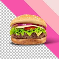 sabrosa hamburguesa fresca aislada sobre fondo transparente. foto