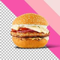 fresh tasty burger isolated on transparent background. photo