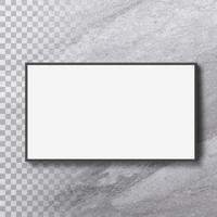 Isolated horizon blank photo frame on the wall