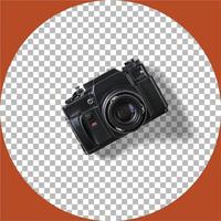 Top up view vintage dslr camera isolate on transparent. photo