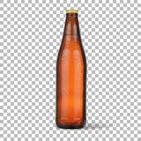 Closeup view cold beer isolated with brown bottle. photo