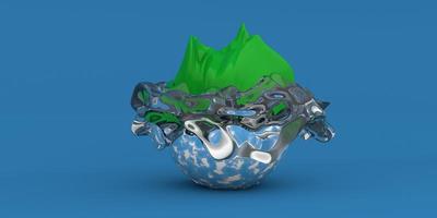 water trees and water with globe 3d image HD earth green image 3D Rendering image HD photo