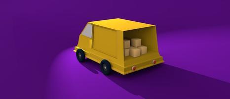 3D image of delivery truck or van image 3D Rendering Image photo