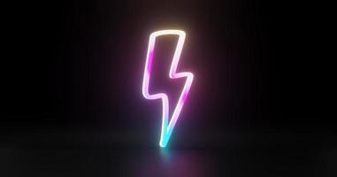 Neon Light Flash Icon 3D Rendering Image photo