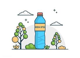 Flat vector bottle for camping illustration