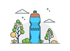 Flat vector bottle for camping illustration