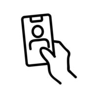view selfie on phone icon vector outline illustration