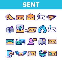 enviar mensaje conjunto de iconos delgados de vector lineal