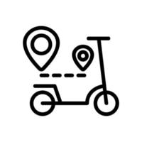 scooter gps marca camino dirección icono vector contorno ilustración