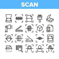 Scan Reading Collection Elements Icons Set Vector