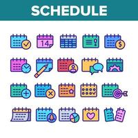 Schedule Collection Elements Icons Set Vector