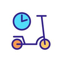 uso compartido de scooter usando la ilustración de contorno de vector de icono de tiempo