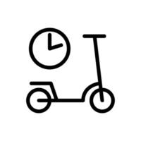 uso compartido de scooter usando la ilustración de contorno de vector de icono de tiempo