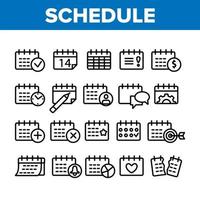 Schedule Collection Elements Icons Set Vector