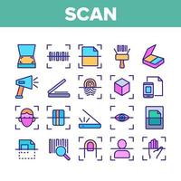 Scan Reading Collection Elements Icons Set Vector