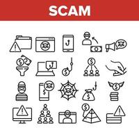 Scam Finance Criminal Collection Icons Set Vector