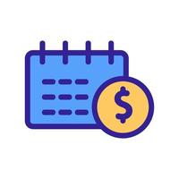 Calendar money icon vector. Isolated contour symbol illustration