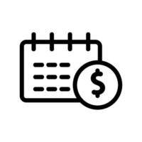 Calendar money icon vector. Isolated contour symbol illustration vector