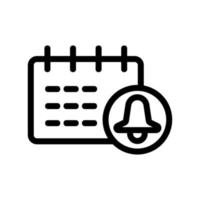 Calendar bell icon vector. Isolated contour symbol illustration vector