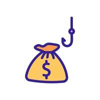 put on hook money bag icon vector outline illustration