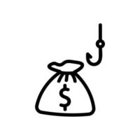 poner en gancho bolsa de dinero icono vector ilustración de contorno