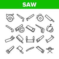 Saw Cutting Equipment Collection Icons Set Vector