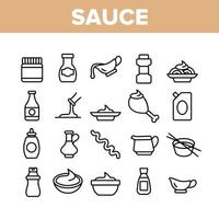 Sauce Spicy Cream Collection Icons Set Vector