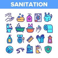 Color Sanitation Elements Icons Set Vector