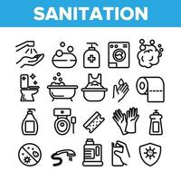 Collection Sanitation Elements Icons Set Vector