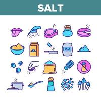 Salt Flavoring Cooking Collection Icons Set Vector