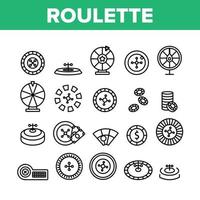 Roulette Collection Elements Icons Set Vector