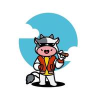 Cartoon cow hype illustration vector