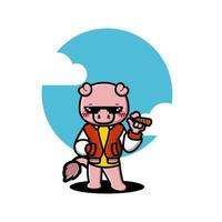 Cartoon pig hype illustration vector