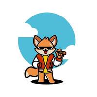 Cartoon fox hype illustration vector