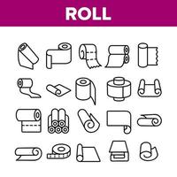 conjunto de iconos de colección de material de rollo y carrete vector