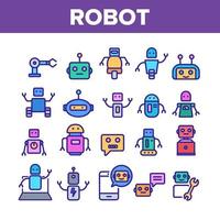 Robot High Technology Color Icons Set Vector