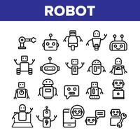 Robot High Technology Collection Icons Set Vector