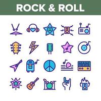 Rock And Roll Collection Elements Icons Set Vector