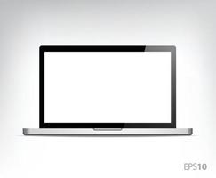 Vector mock up. Realistic laptop with empty screen standing. Computer notebook. Isolated