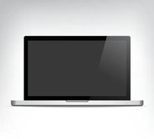 Vector mock up. Realistic laptop with empty screen standing. Computer notebook. Isolated