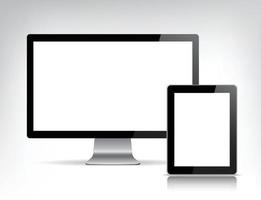 vector realistic empty computer monitor, pc display isolated. Mock up