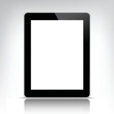 realistic tablet pc with empty screen isolated