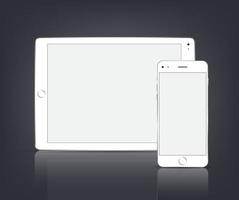 white tablet pc and phone isolated vector