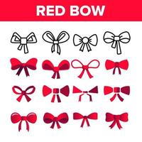 Red Bow And Ribbon Vector Color Icons Set