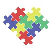 Love shape made by Puzzle jigsaw pieces in colorful rainbow pastel vector design illustration free editable for content element asset
