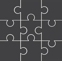 Puzzle Jigsaw set of 9 free vector flat design in monochrome color with various type of shape ready to use and editable Free Vector