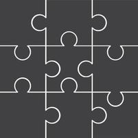 Puzzle Jigsaw set of 9 free vector flat design in monochrome color with various type of shape ready to use and editable Free Vector