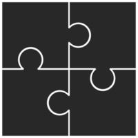 Puzzle Jigsaw set of 4 pattern free vector flat design in monochrome color with various type of shape ready to use and editable Free Vector