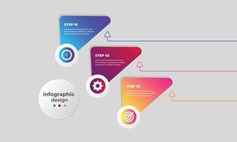 plantilla de diseño infográfico con 3 opciones o pasos. se puede utilizar para gráficos de información, diagramas, diagramas de flujo y diseño de folletos. vector