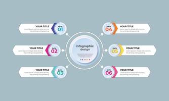 plantilla de diseño infográfico de línea de tiempo empresarial con 6 pasos. se puede utilizar para gráficos de información, diagramas, diagramas de flujo y folletos comerciales. vector